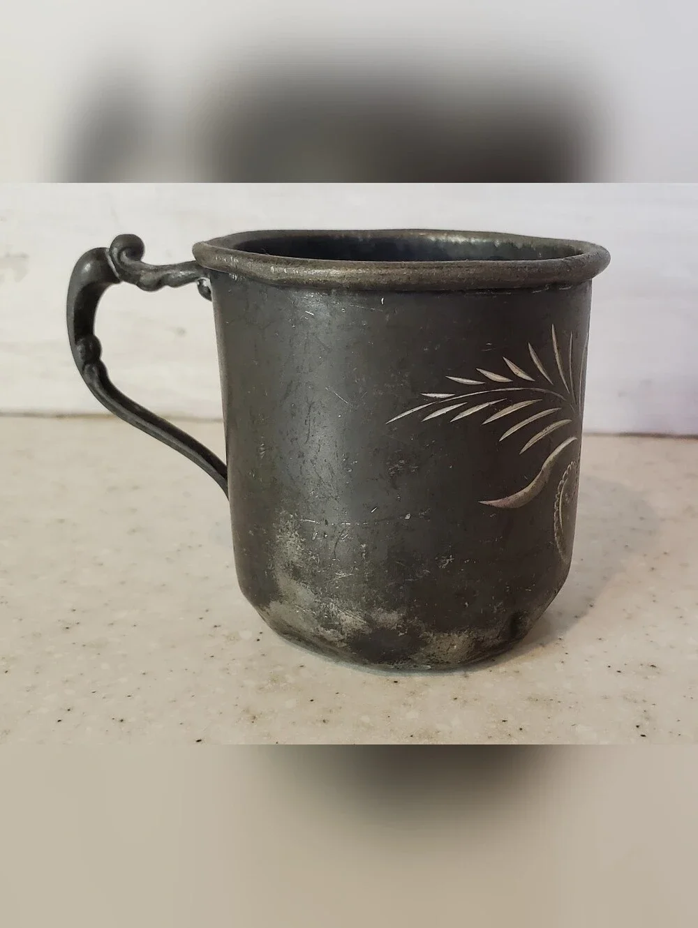Vintage Richfield Quadruple Plate Silverplate Child's Baby Cup Mug #1377 Floral